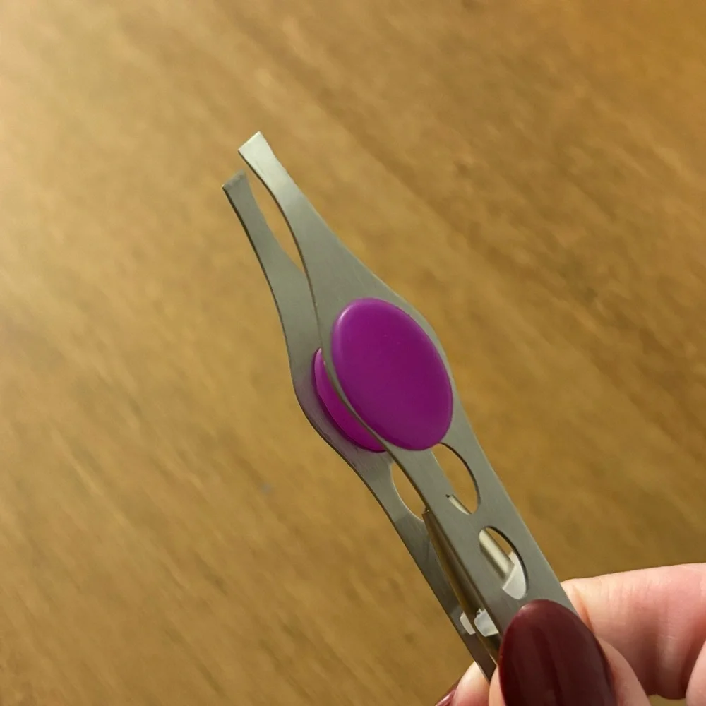Illuminated Tweezers with LED Light - Silver and Purple